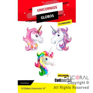 SET DE GLOBOS METALIZADOS UNICORNIOS 14